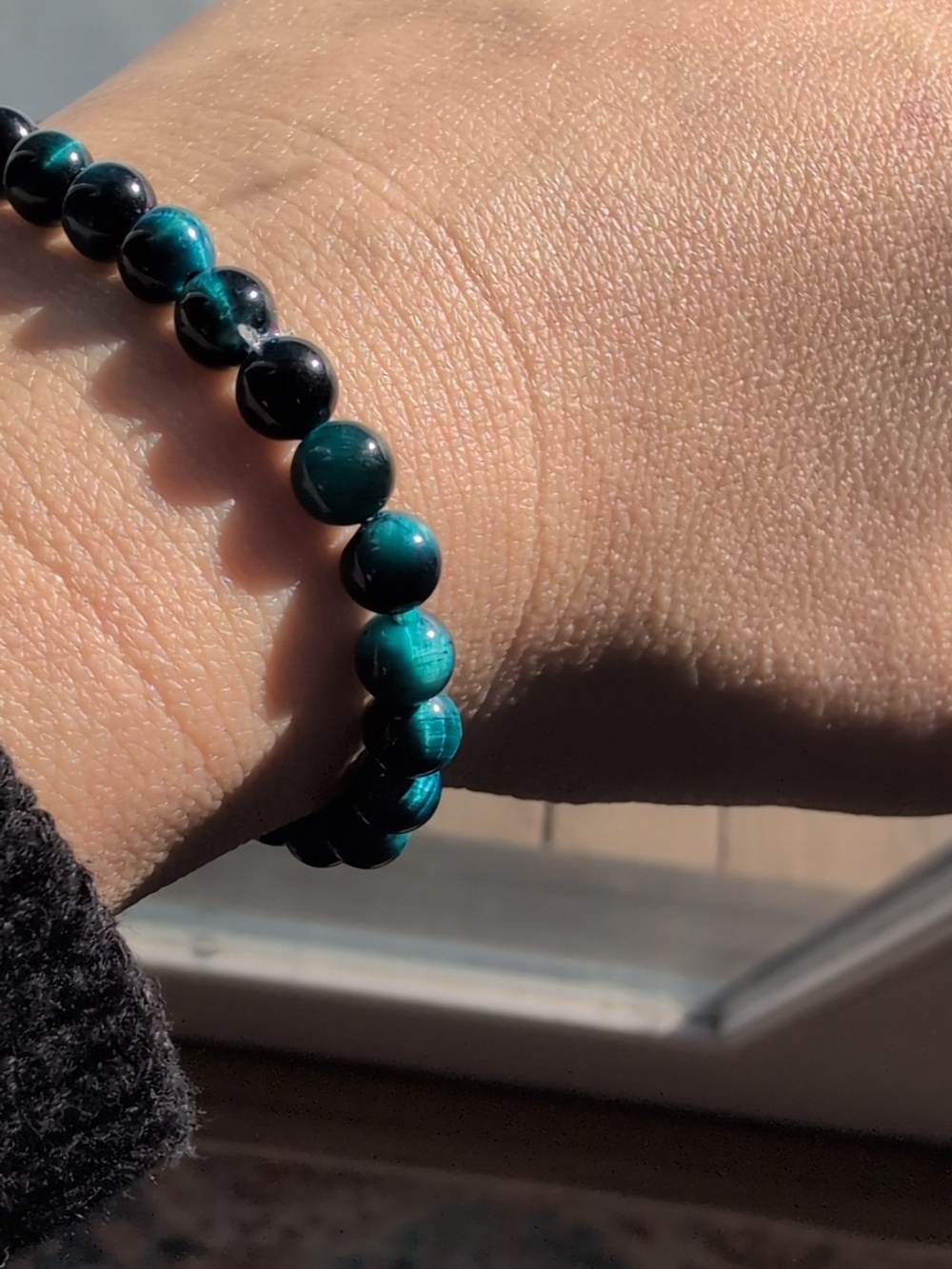 Blue Tigers Eye Stretch Bracelet - Picture 3 of 3